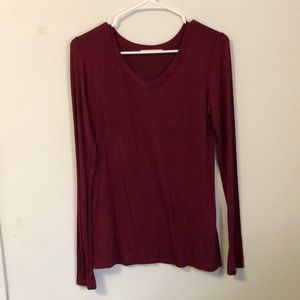 Plain red stretch v neck